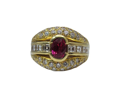 18k yellow gold ruby diamond - 18k,