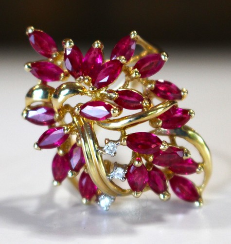 Vintage ruby diamond cluster - vintage,