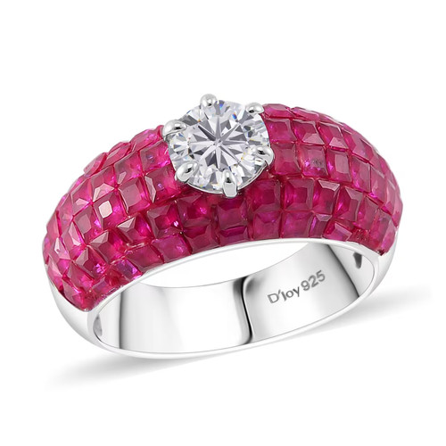 Simulated white and ruby - white,