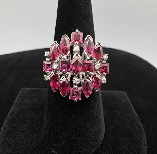 Vintage 18k white gold - gold, ruby