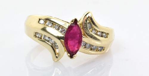 Ruby diamond ring 14k yellow - ruby,