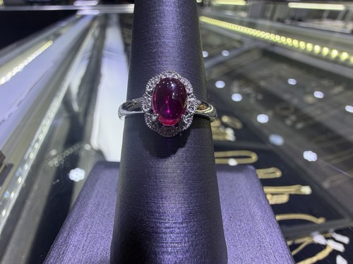 14kt cabochon ruby and diamond - 14kt,
