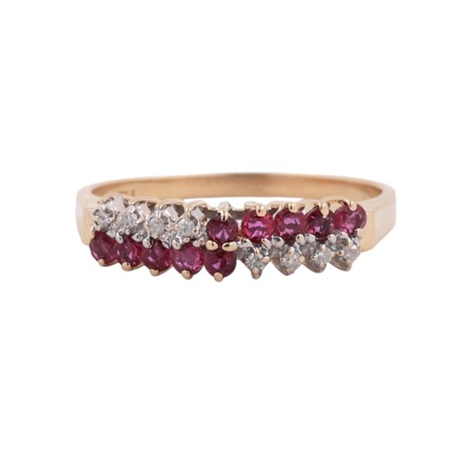 Ruby diamond row - ruby, ring