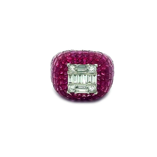 Ruby diamond gold ring - ring, 10.6