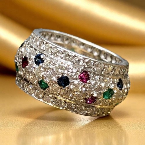 Estate 18k pave diamond ruby - 18k,
