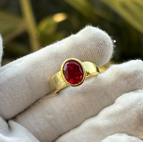 2ct oval cut lab - lab-created, red
