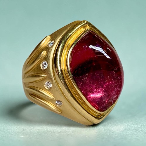 Estate 18k sugarloaf cabochon - 18k,