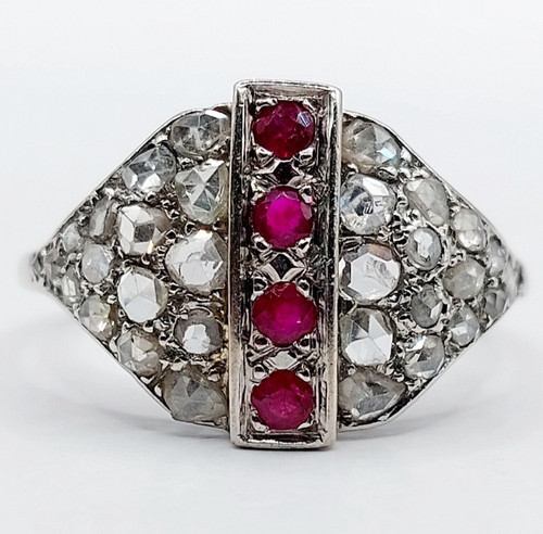 Art deco dome ring 18k - art,